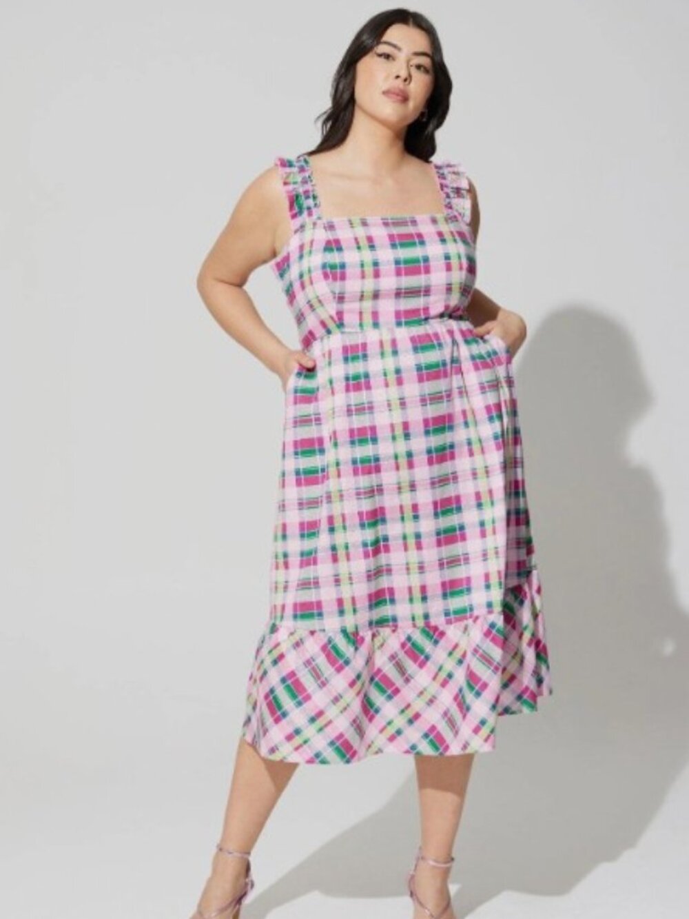 Torrid Poplin Tiered Ruffle Strap Midi Dress size 3